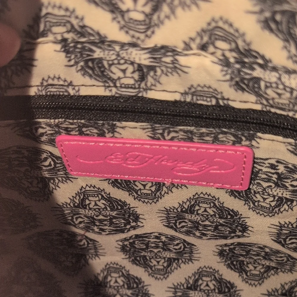 Ed Hardy Pink Embossed Tote With Shoulder Strap NWT